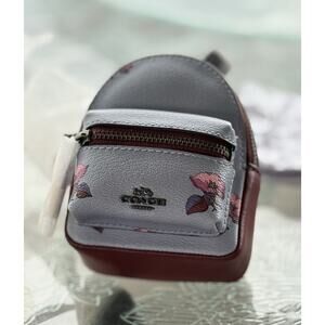 NWT COACH Mini Court Backpack Bag Charm BELL FLOWER PRINT F72955 Steel Blue